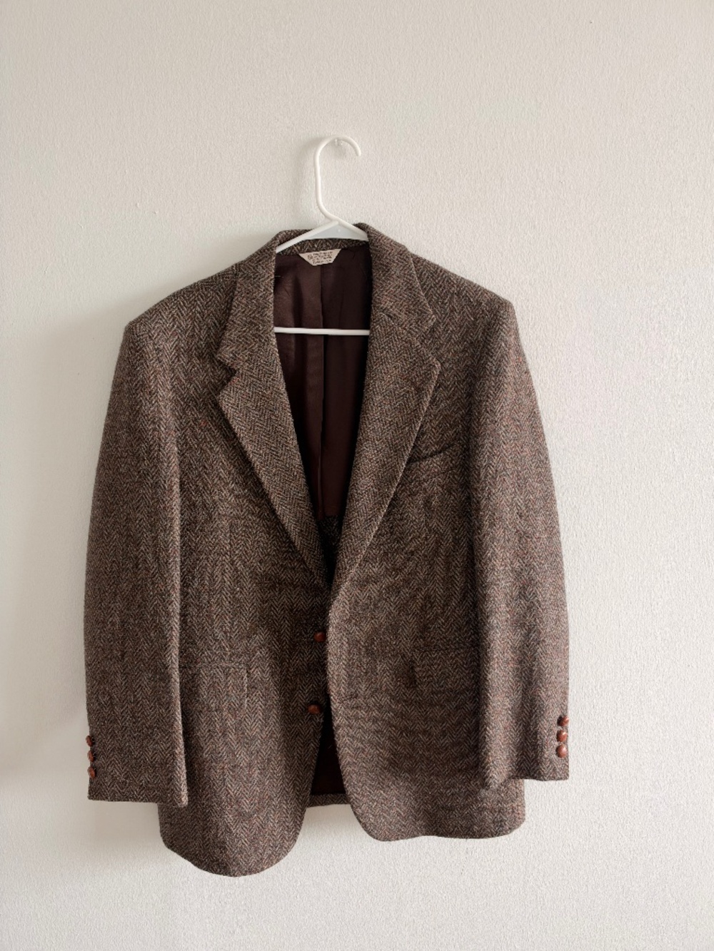 Vintage Christopher Hayes 100% Wool Herringbone Tweed Blazer Made in USA